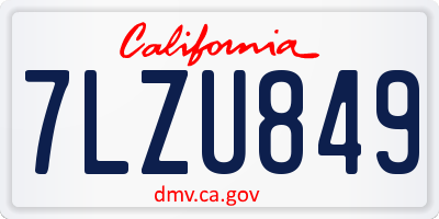 CA license plate 7LZU849