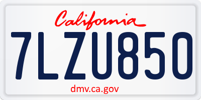 CA license plate 7LZU850