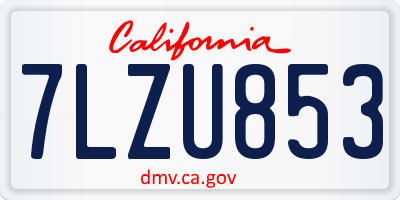 CA license plate 7LZU853