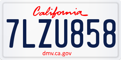 CA license plate 7LZU858