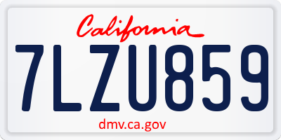 CA license plate 7LZU859