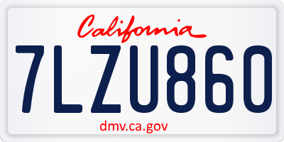 CA license plate 7LZU860
