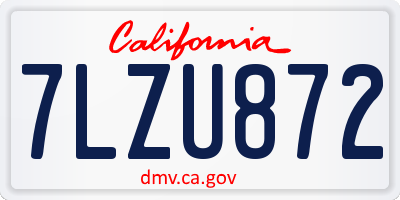 CA license plate 7LZU872