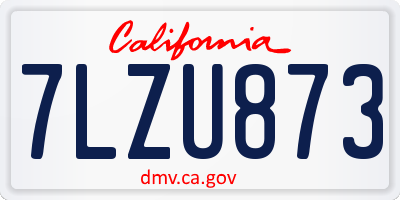 CA license plate 7LZU873