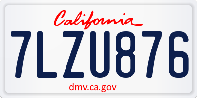 CA license plate 7LZU876