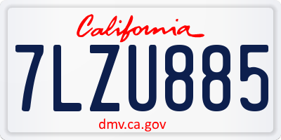 CA license plate 7LZU885