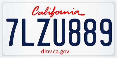 CA license plate 7LZU889
