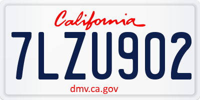CA license plate 7LZU902
