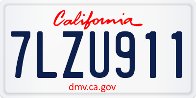 CA license plate 7LZU911