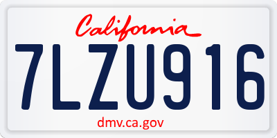CA license plate 7LZU916