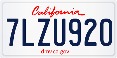CA license plate 7LZU920