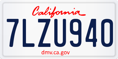 CA license plate 7LZU940