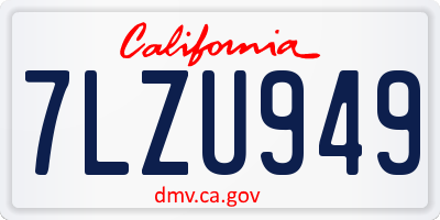 CA license plate 7LZU949