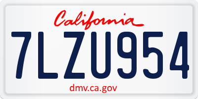 CA license plate 7LZU954
