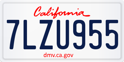 CA license plate 7LZU955