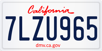 CA license plate 7LZU965