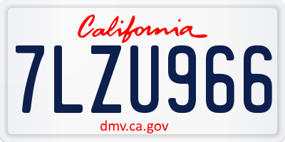 CA license plate 7LZU966