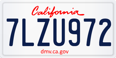 CA license plate 7LZU972