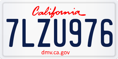 CA license plate 7LZU976