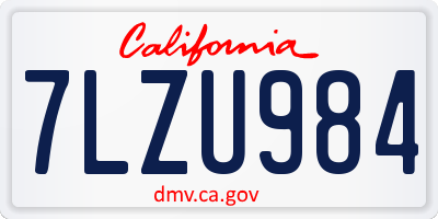 CA license plate 7LZU984