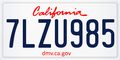 CA license plate 7LZU985