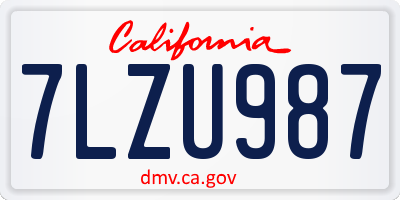CA license plate 7LZU987
