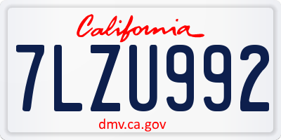 CA license plate 7LZU992