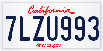 CA license plate 7LZU993