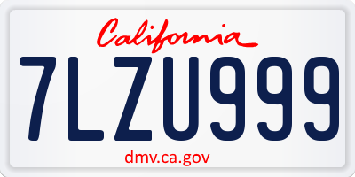CA license plate 7LZU999