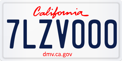 CA license plate 7LZV000