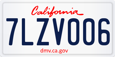 CA license plate 7LZV006