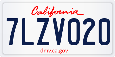 CA license plate 7LZV020