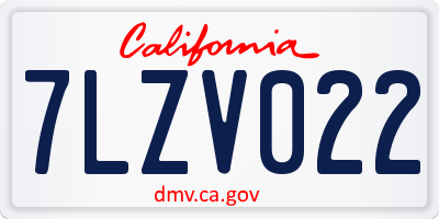 CA license plate 7LZV022