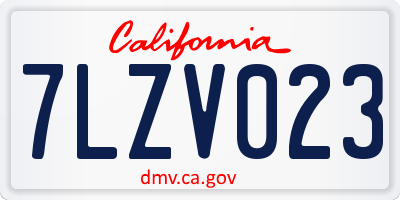 CA license plate 7LZV023