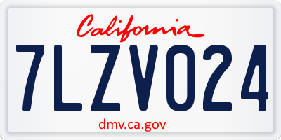 CA license plate 7LZV024