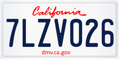 CA license plate 7LZV026