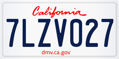 CA license plate 7LZV027