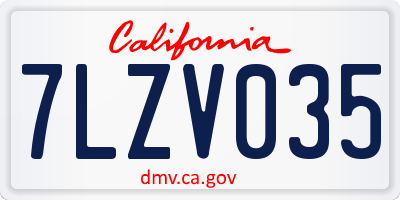 CA license plate 7LZV035