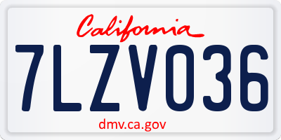 CA license plate 7LZV036