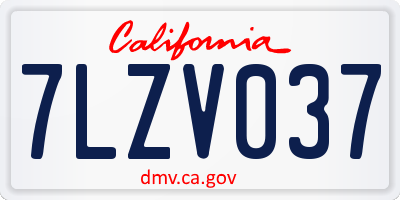 CA license plate 7LZV037
