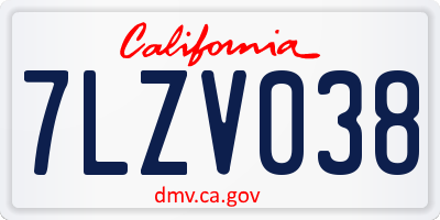 CA license plate 7LZV038