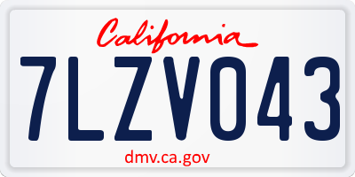 CA license plate 7LZV043