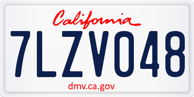 CA license plate 7LZV048