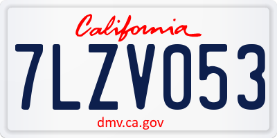 CA license plate 7LZV053