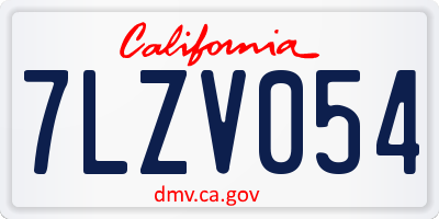 CA license plate 7LZV054