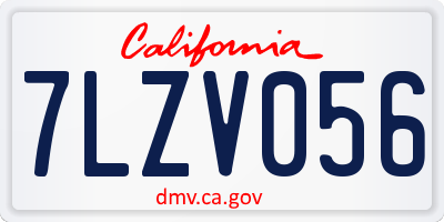 CA license plate 7LZV056