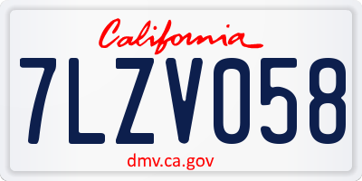 CA license plate 7LZV058