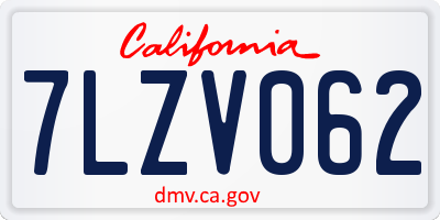 CA license plate 7LZV062
