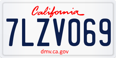 CA license plate 7LZV069