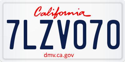 CA license plate 7LZV070
